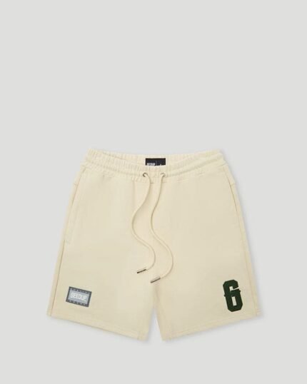 G French Terry Shorts in Cream and Forest Green