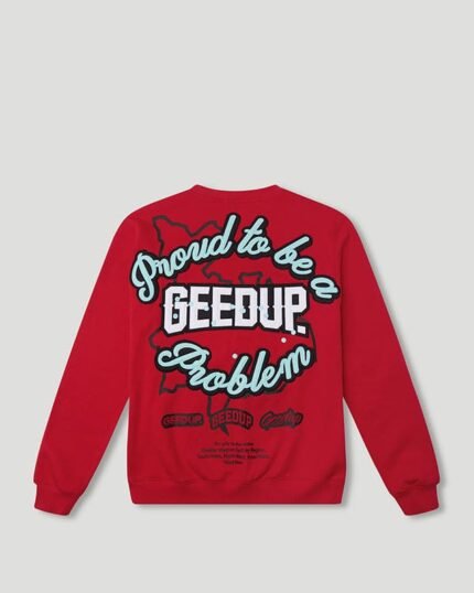 "Proud To Be A Problem Crewneck Red/Light Blue